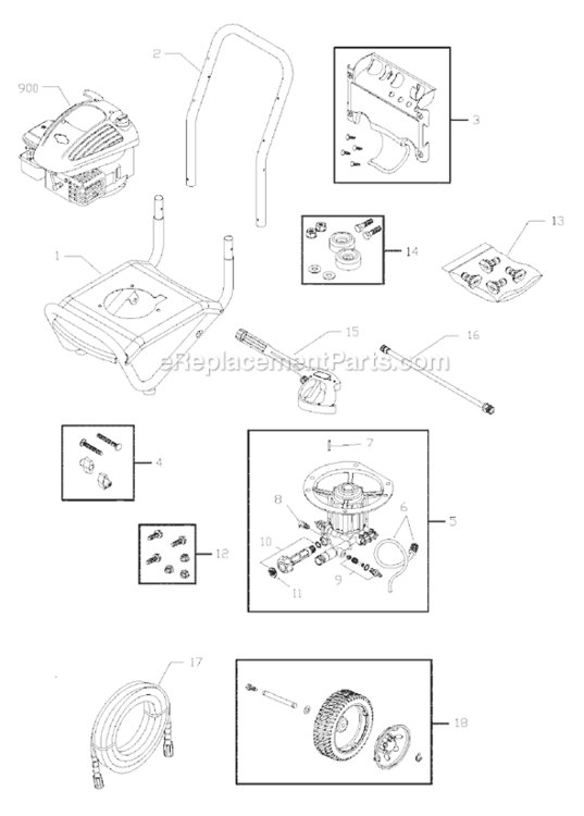 Page A Diagram and Parts List for 020399-0  Briggs and Stratton Pressure Washer